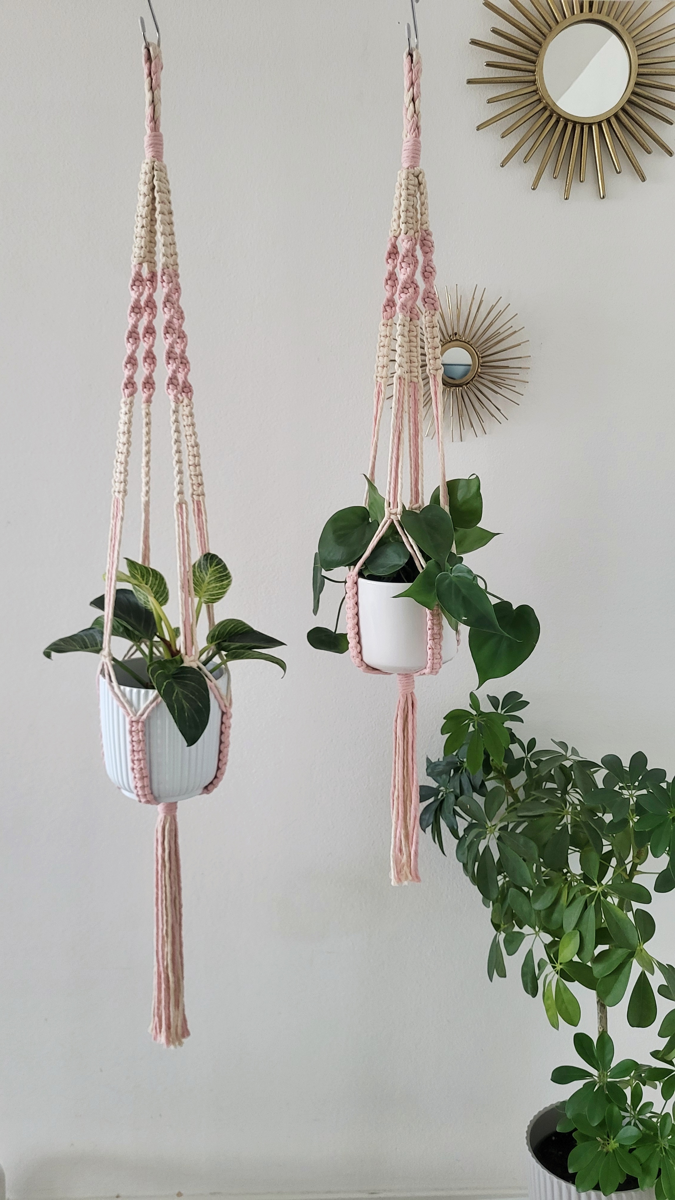 The Blossom - Duo Set - Blush – handgjord makramé växtampel