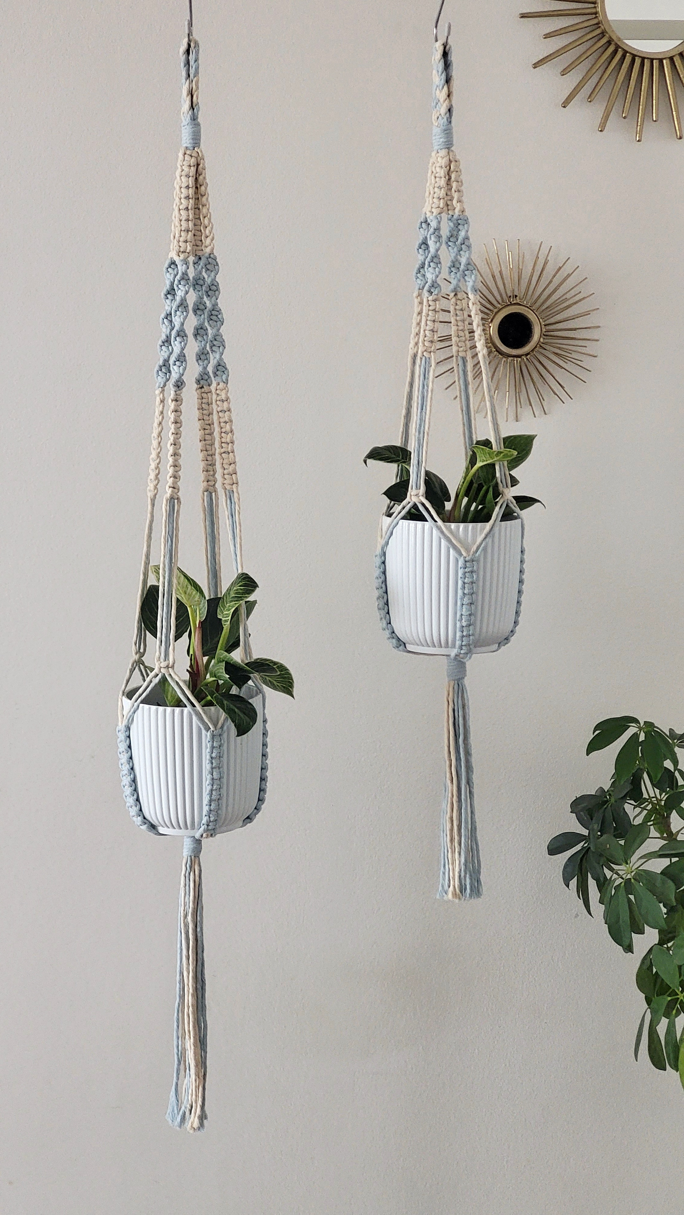 The Blossom - Duo Set - Sky – handgjord makramé växtampel