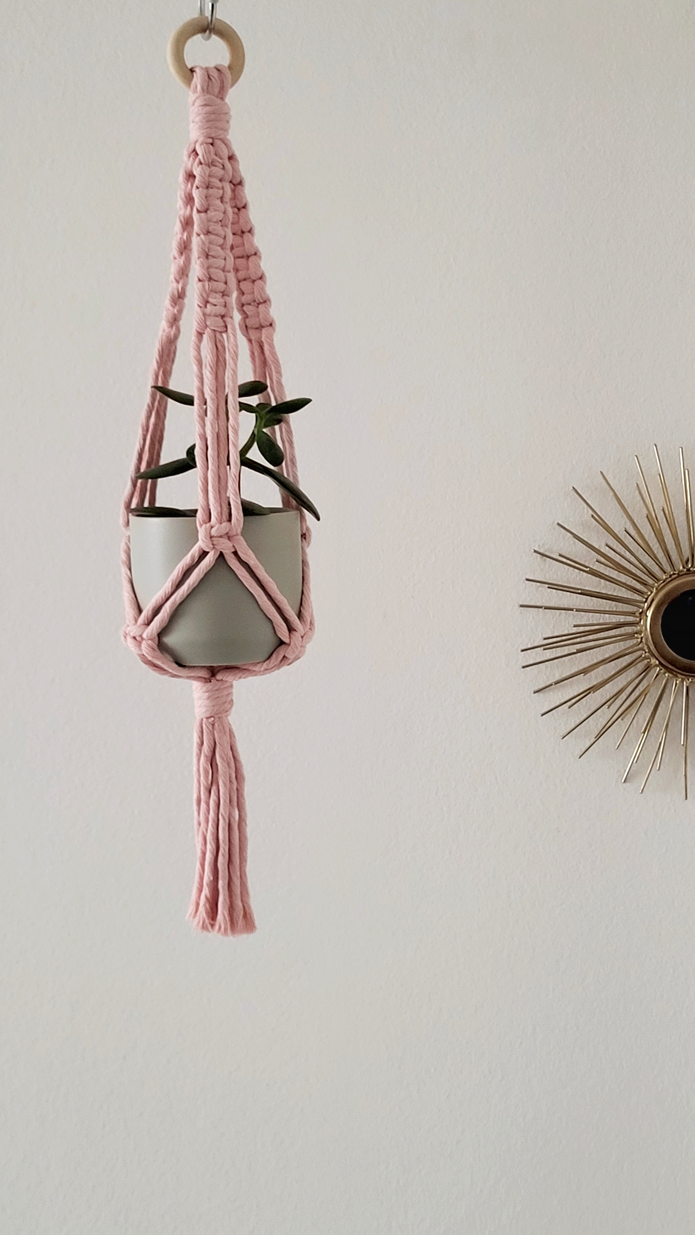 The Daisy – Blush – handgjord makramé växtampel