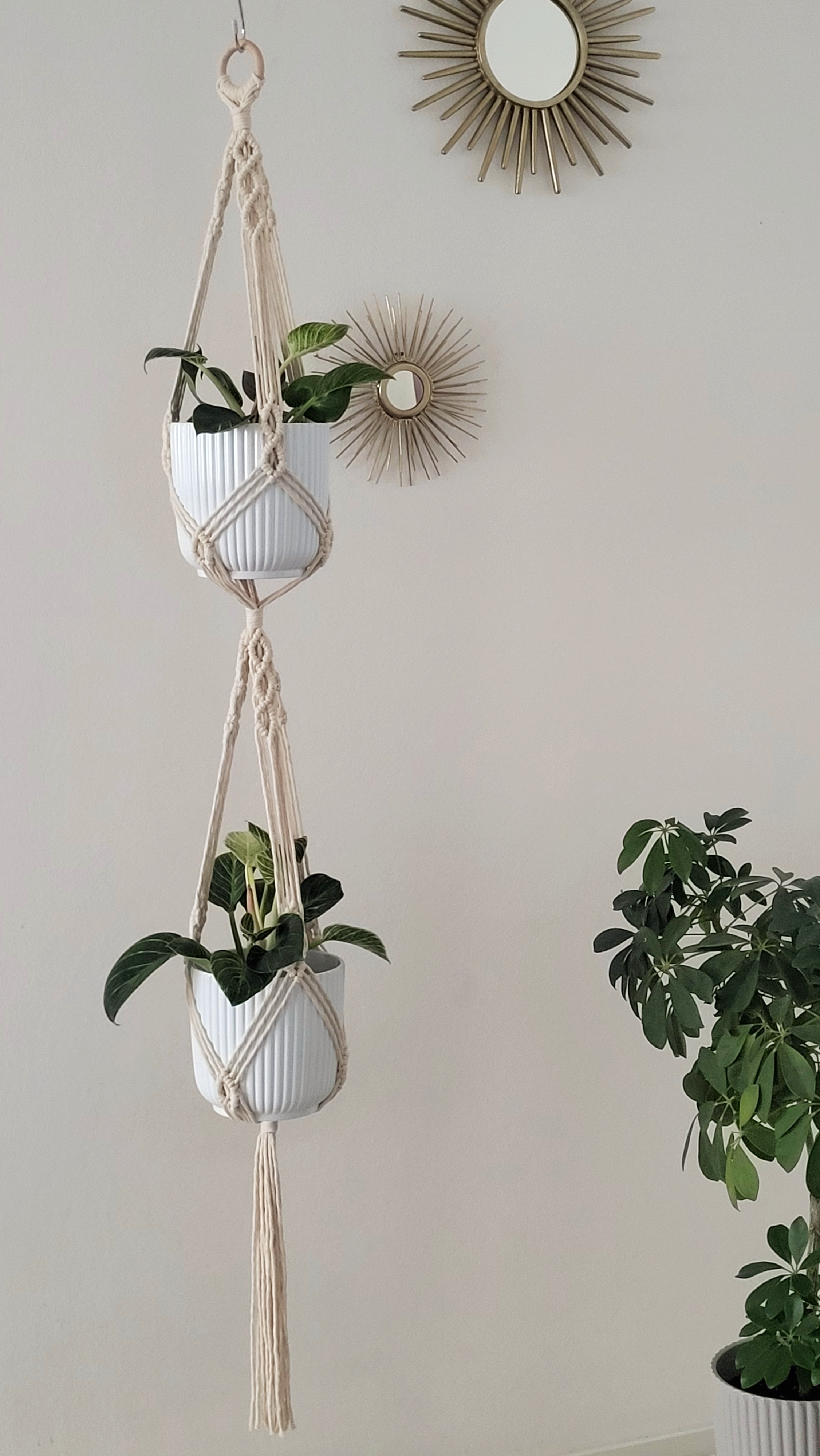 The Hazel - Double – handgjord makramé växtampel