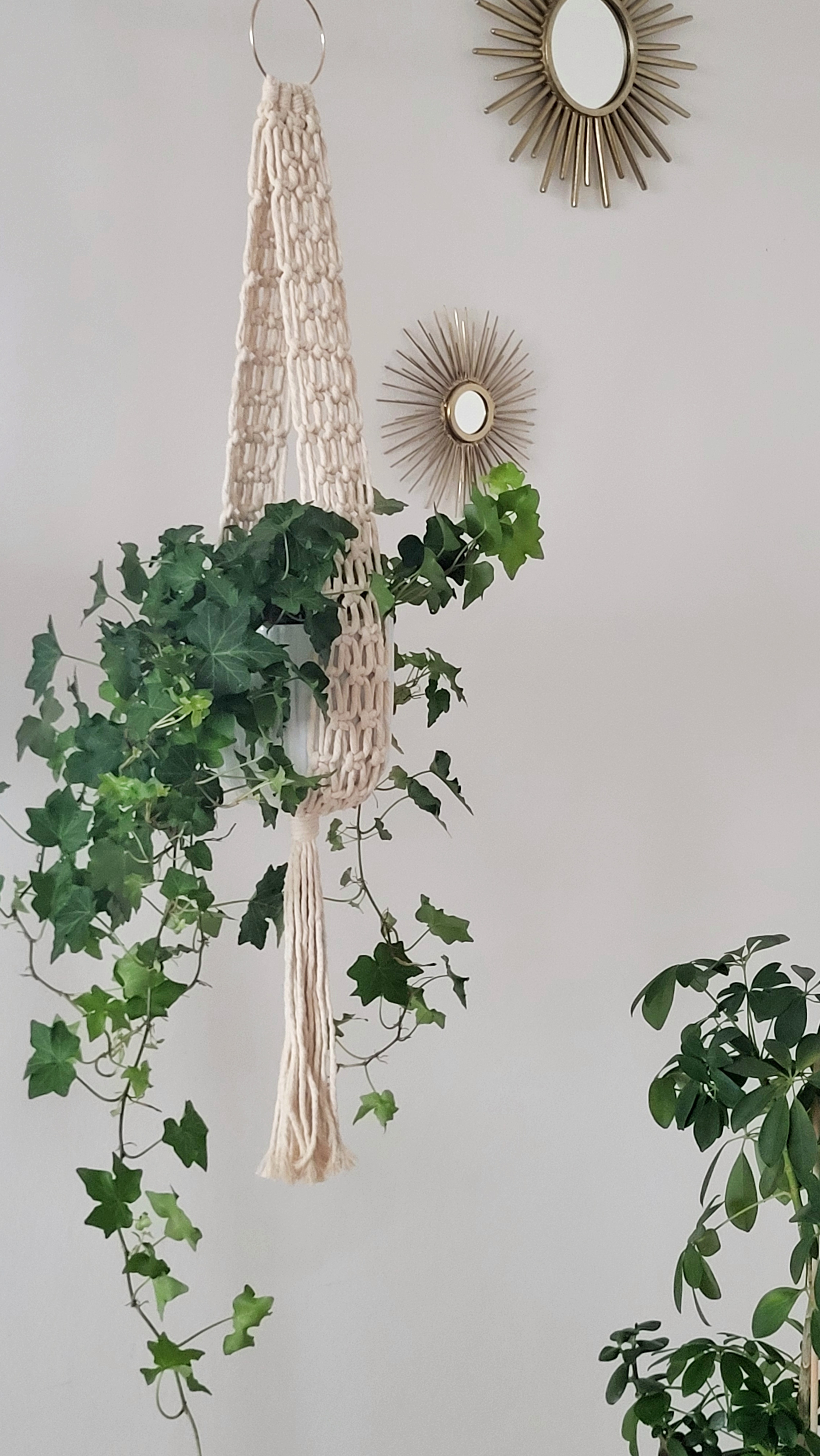 The Ivy - Natural – handgjord makramé växtampel