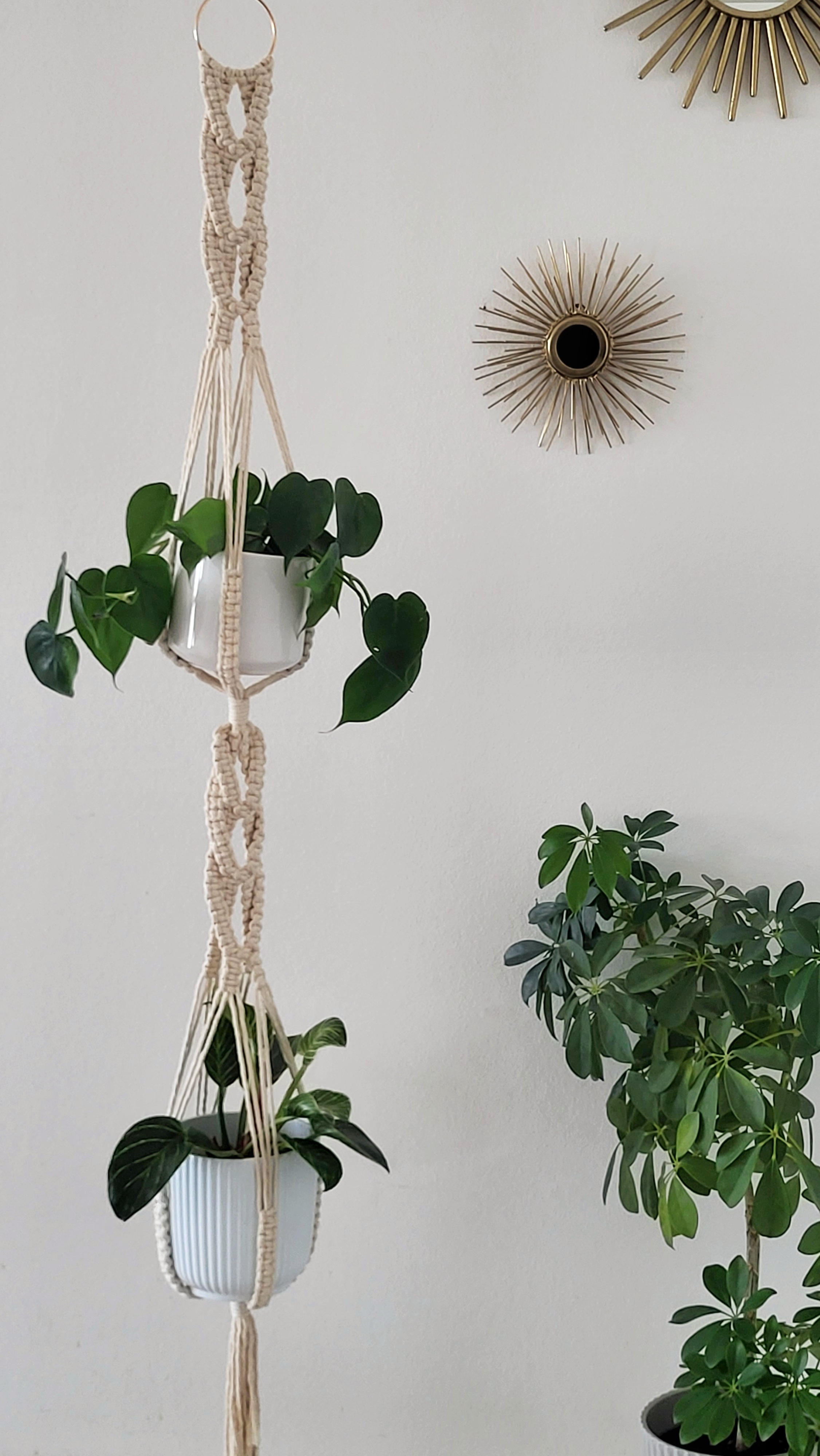 The Willow - Double – handgjord makramé växtampel